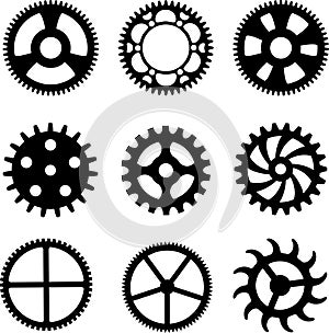 Gear wheels silhouette vector illustration