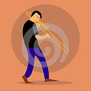 Trombone player vector stock Illustration, Jazz Music VectorTrombone instrument vector