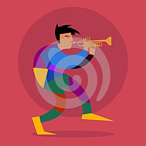 cornet player vector stock Illustration, Jazz Music Vector, cornet vector