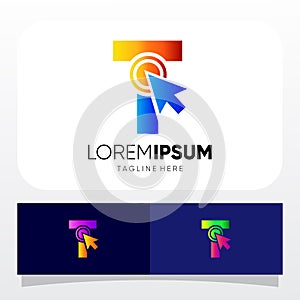 Letter T Mouse Cursor Pointer Logo Design Vector Icon Graphic Illustration