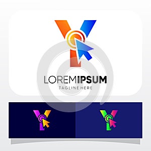 Letter Y Mouse Cursor Pointer Logo Design Vector Icon Graphic Illustration