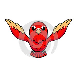 Cute red suffusion lovebird cartoon flying photo