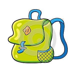 Green backpack isolated