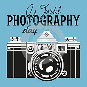 poster and banner design for world photography day in vintage flat style photo