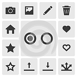 Select and deselect icon vector design. Set of smartphone app icons silhouette, solid black icon. Phone application icons concept photo