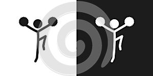 Cheerleading icon pictogram vector design. Stick figure man cheerleader vector icon sign symbol pictogram