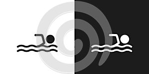Swimming icon pictogram vector design. Stick figure man swimmer vector icon sign symbol pictogram. Water sports concept