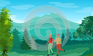 Landscape vector green background