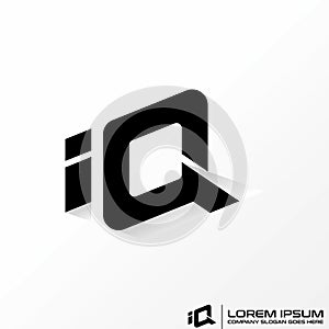 letter IQ font 3D with shadow. Related to typography initial monogram tech
