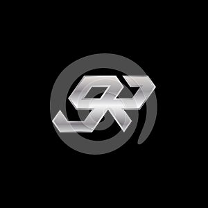 9R monogram logo design, 9R Initial letter and number logo, silver, icon, vector