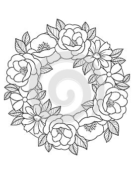 Flower wreath vector, floral frame vector, flower circle vector