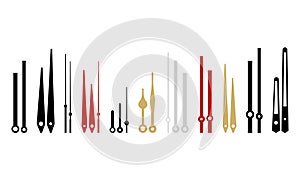 Set of Different Clock Hands, Isolated