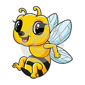 A cute cartoon bee waving