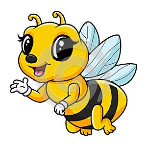 A cute cartoon bee waving