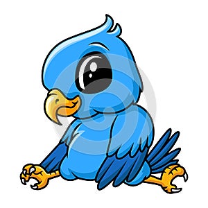 Cute happy blue parrot cartoon