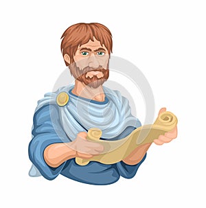 Aristotle Ancient Greek philosopher and polymath Character Cartoon illustration Vector photo