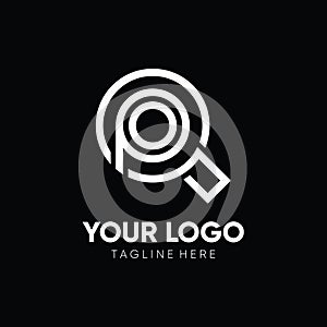 Letter P Magnifying Glass Logo Design Vector Icon Graphic