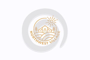 Natural Cottage Country Landscape Village Logo Badge photo