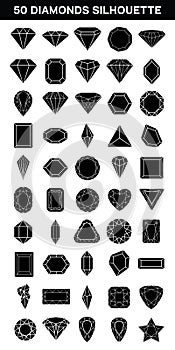 Collection of Diamonds silhouette vector art photo