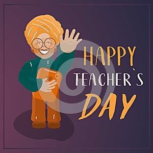Happy teachers day postcard template happy world hindi teacher`s day set illustration worker set vector flat people happy smile photo