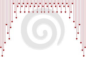 Geometric of frame border of vertical random lines with heart. Set 9