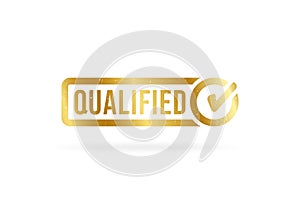 stamp qualified. with tick symbol. vector eps 10