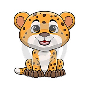 Cute leopard cartoon on white background