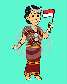 Indonesian Nusa Tenggara Timur Native in Traditional Dress photo