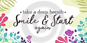 Life Faith Quote Smile and Start Again vector Natural Background