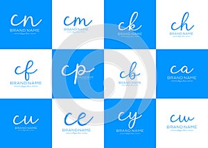 Handwriting Signature Logo Group set cw,ca,ce,cu,cy,cp,ch,cf,cb,ck,cm,cn