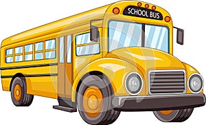 Cartoon school bus on white background