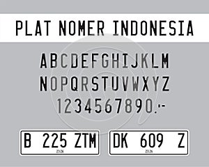 Car number plate template. Vehicle registration license of Indonesia, plat nomer mobil custom