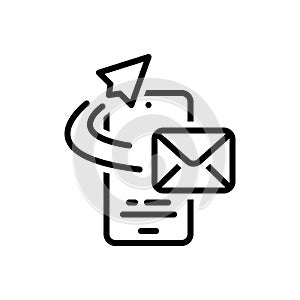 Black line icon for Sent, communication and letter