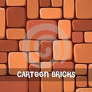 Vector illustration of seamless pattern cartoon bricks wall, bright texture tiled background