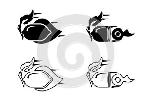 black and white lemon rocket illustration