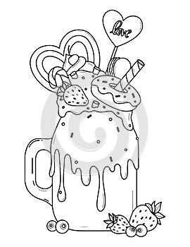 Hand drawn dessert coloring page, Desser vector