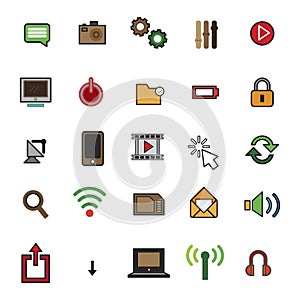 Complete gadget and multimedia icons. isolated white background. vector illustration