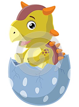 Cute baby ankylosaurus cartoon hatching from egg