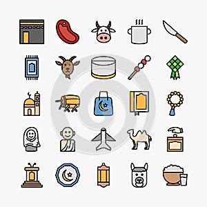 Eid al adha icon set. Islamic holiday icon set.