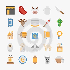 Eid al adha icon set. Islamic holiday icon set.