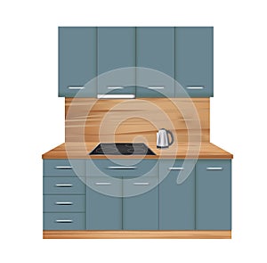 Pale blue kitchen design