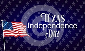 Texas Independence Day Text with flag and background illustratio Design