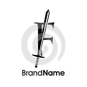 Simple And Luxury Initial F Sword Logo