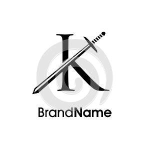 Simple And Luxury Initial K Sword Logo