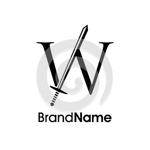 Simple And Luxury Initial W Sword Logo