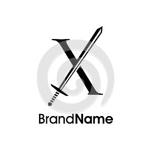 Simple And Luxury Initial X Sword Logo