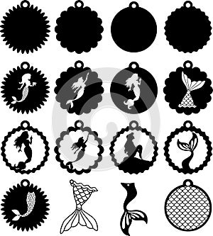 Mermaid earring, summer earrings bundle, leather earring, earring for glowforge, laser cut earring, vector illustration file