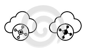 cloud with methane molecule structure icon vector