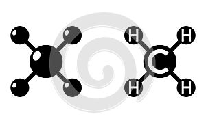 methane atomic molecule structure icon vector
