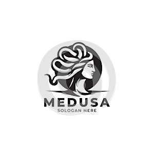 Medusa head logo symbol vector illustration